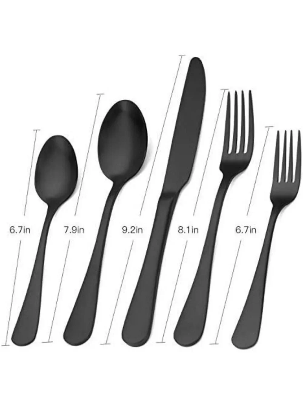 Sleek Matte Black 40-Piece Stainless Steel Flatware Set for 8 - Dishwasher Safe